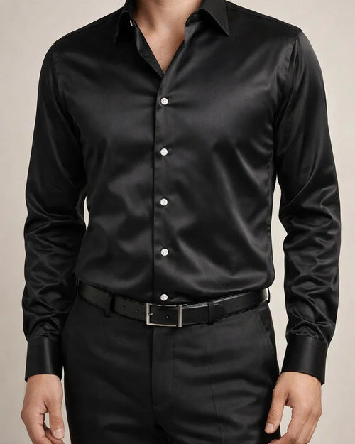 Men's Button Up Shirt Dress Shirt Collared Shirt Prom Shirt Satin Silk Shirt Black White Red Long Sleeve Plain Turndown Spring, Fall, Winter, Summer Wedding Party Clothing Apparel Button-Down | JRSEE:d95523ee-4c29-427f-9c23-bb1ac7de8fd3