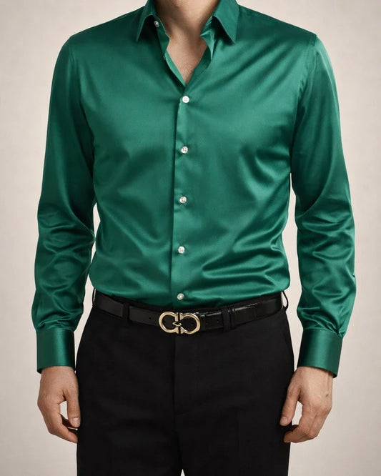 Men's Button Up Shirt Dress Shirt Collared Shirt Prom Shirt Satin Silk Shirt Black White Red Long Sleeve Plain Turndown Spring, Fall, Winter, Summer Wedding Party Clothing Apparel Button-Down | JRSEE:c352f8bc-3089-4529-841e-dbfc445a95e1