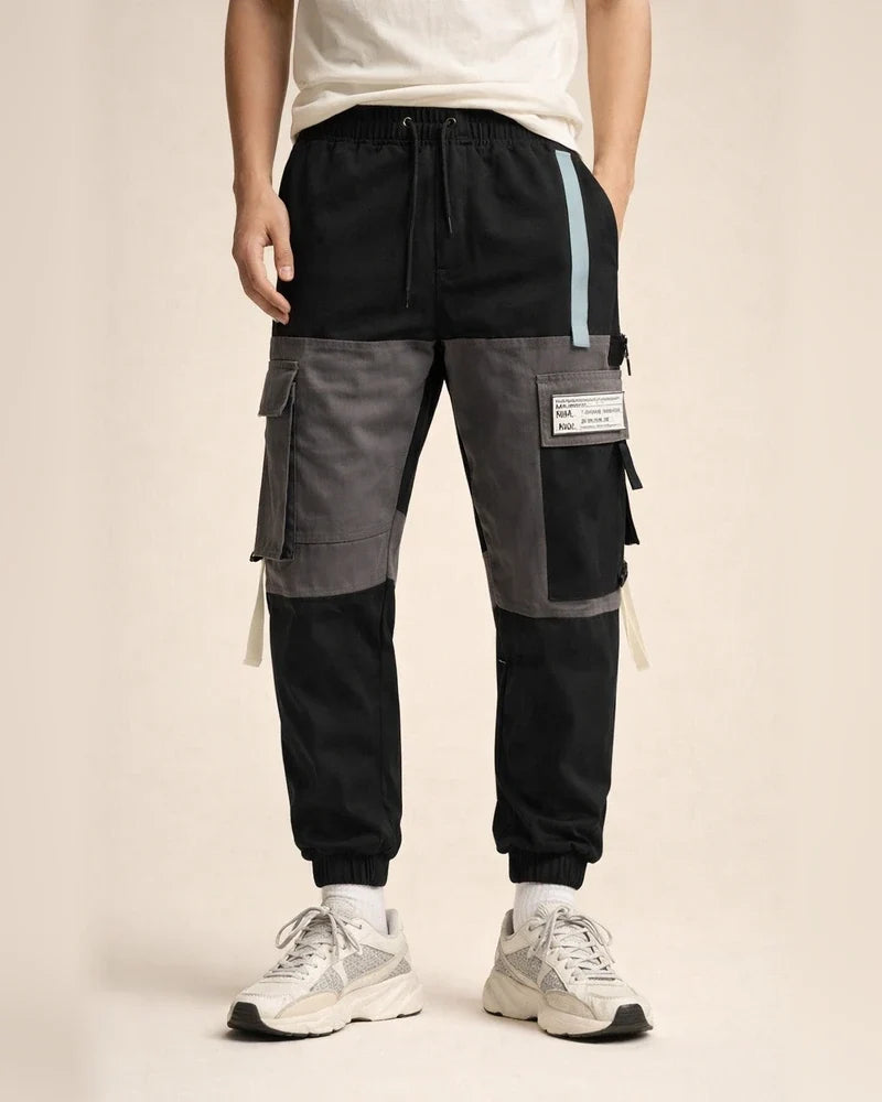Men's Cargo Pants Cargo Trousers Joggers Trousers Techwear Drawstring Elastic Waist Flap Pocket Color Block Comfort Outdoor Full Length Casual Daily 100% Cotton Streetwear Casual Black White Inelastic | JRSEE:09214494-8636-4cf4-be66-47458d155dc3