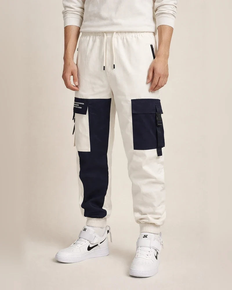 Men's Cargo Pants Cargo Trousers Joggers Trousers Techwear Drawstring Elastic Waist Flap Pocket Color Block Comfort Outdoor Full Length Casual Daily 100% Cotton Streetwear Casual Black White Inelastic | JRSEE:3f6f8800-7cf8-4f4e-a928-da6eb0266c4e