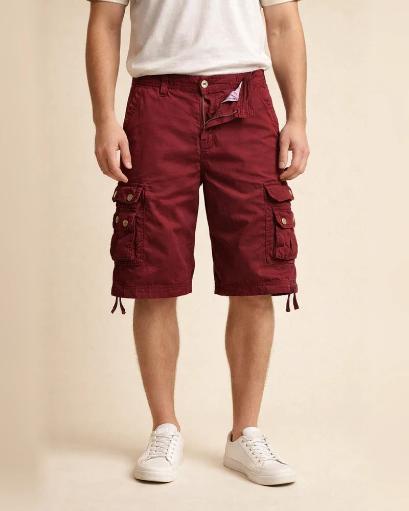 Men's Cargo Shorts Bermuda Shorts Work Shorts Hiking Shorts Leg Drawstring Multi Pocket 6 Pocket Plain Knee Length Sports Outdoor Going Out Cotton Streetwear Classic Black Red | JRSEE:835583f2-a36e-4959-8735-a3d5ca070bcf