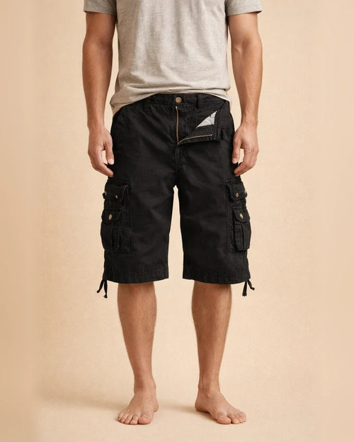 Men's Cargo Shorts Bermuda Shorts Work Shorts Hiking Shorts Leg Drawstring Multi Pocket 6 Pocket Plain Knee Length Sports Outdoor Going Out Cotton Streetwear Classic Black Red | JRSEE:992e80c9-9314-42a1-89a2-9f7aa08b1e2d