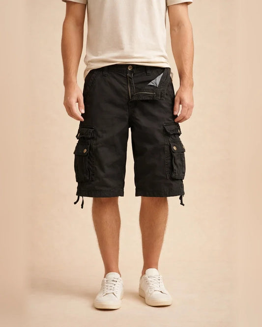 Men's Cargo Shorts Bermuda Shorts Work Shorts Hiking Shorts Leg Drawstring Multi Pocket 6 Pocket Plain Knee Length Sports Outdoor Going Out Cotton Streetwear Classic Black Red | JRSEE:e0f70a92-b72e-4b85-b4eb-c32bd3baa580