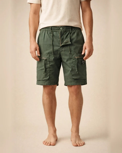 Men's Cargo Shorts Hiking Shorts Elastic Waist Multi Pocket Multiple Pockets Plain Comfort Breathable Knee Length Casual Daily Fashion Streetwear ArmyGreen Black | JRSEE:60b89215-5f7f-45e0-b306-20593314aa07