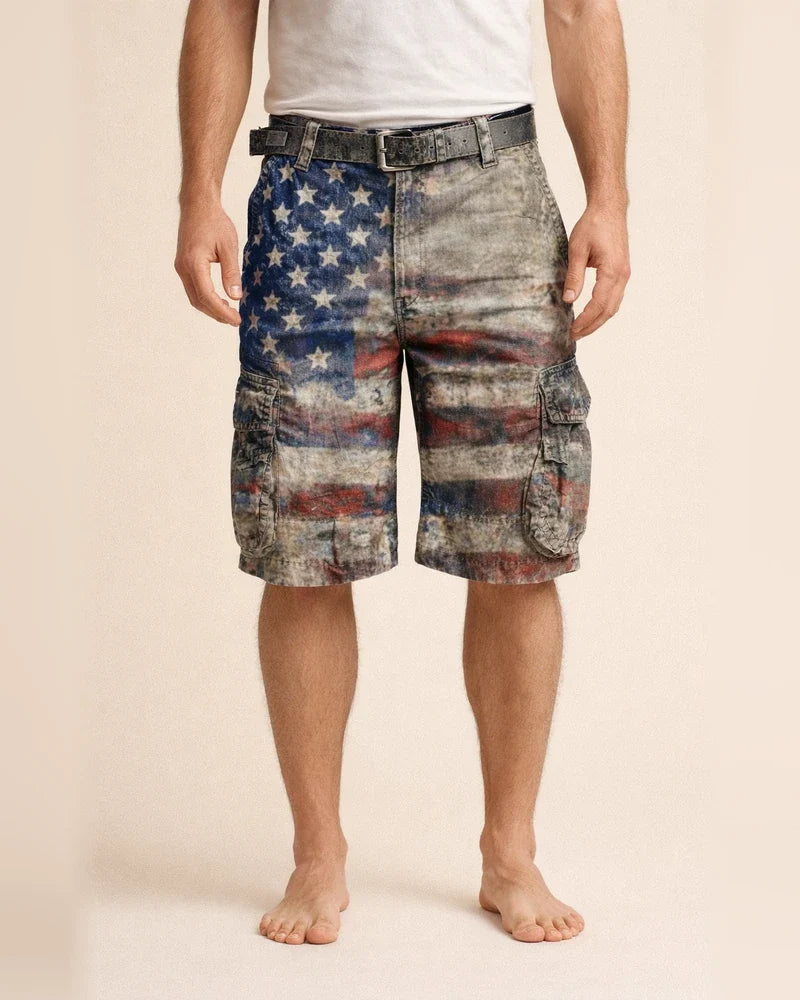 Men's Cargo Shorts Hiking Shorts Pocket Multi Pocket Print Graphic American Flag Comfort Breathable Short Casual Daily Fashion Streetwear Red Blue | JRSEE:bea1a777-1169-4128-8f3d-cab8f3013641
