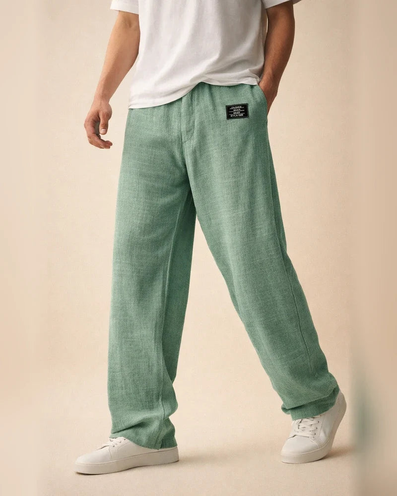 Men's Casual Cotton-Linen Blend Loose-Fit Straight-Leg Pants Solid Color S–5XL | JRSEE:a44d7898-412f-4c54-b969-b3d6a26aa255