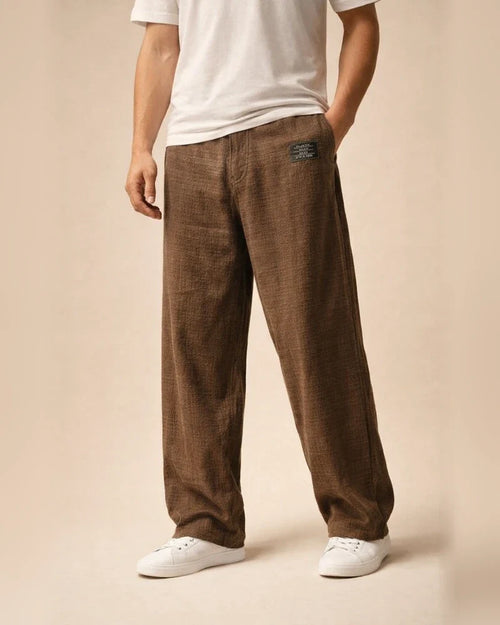 Men's Casual Cotton-Linen Blend Loose-Fit Straight-Leg Pants Solid Color S–5XL | JRSEE:41e100e0-6f8b-4542-a05f-02bc797e2e69