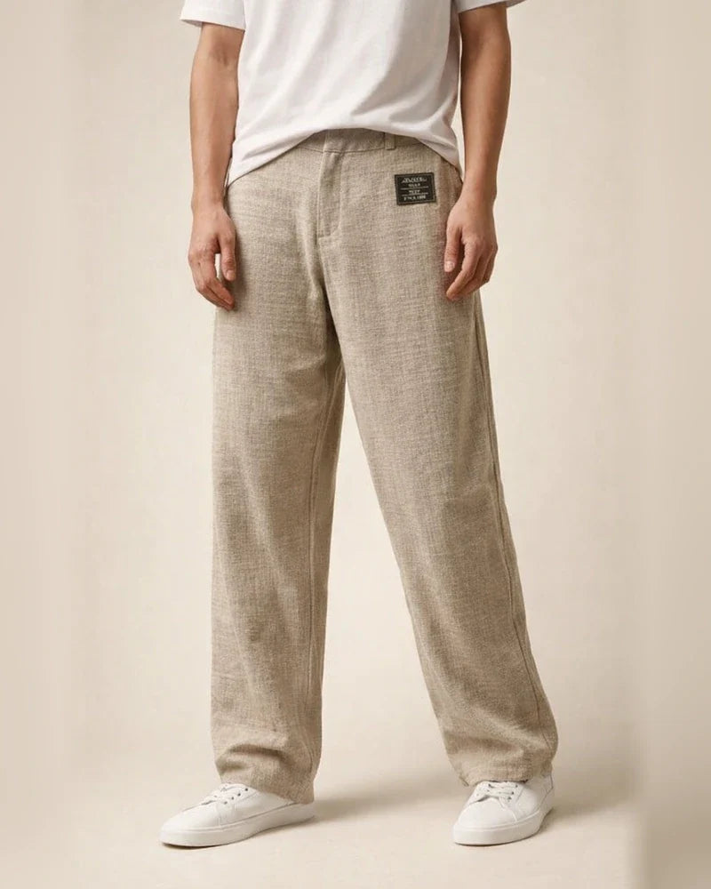 Men's Casual Cotton-Linen Blend Loose-Fit Straight-Leg Pants Solid Color S–5XL | JRSEE:5a1251d1-bb6b-4125-bb59-2633d2282607