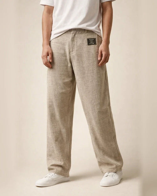 Men's Casual Cotton-Linen Blend Loose-Fit Straight-Leg Pants Solid Color S–5XL | JRSEE:5a1251d1-bb6b-4125-bb59-2633d2282607