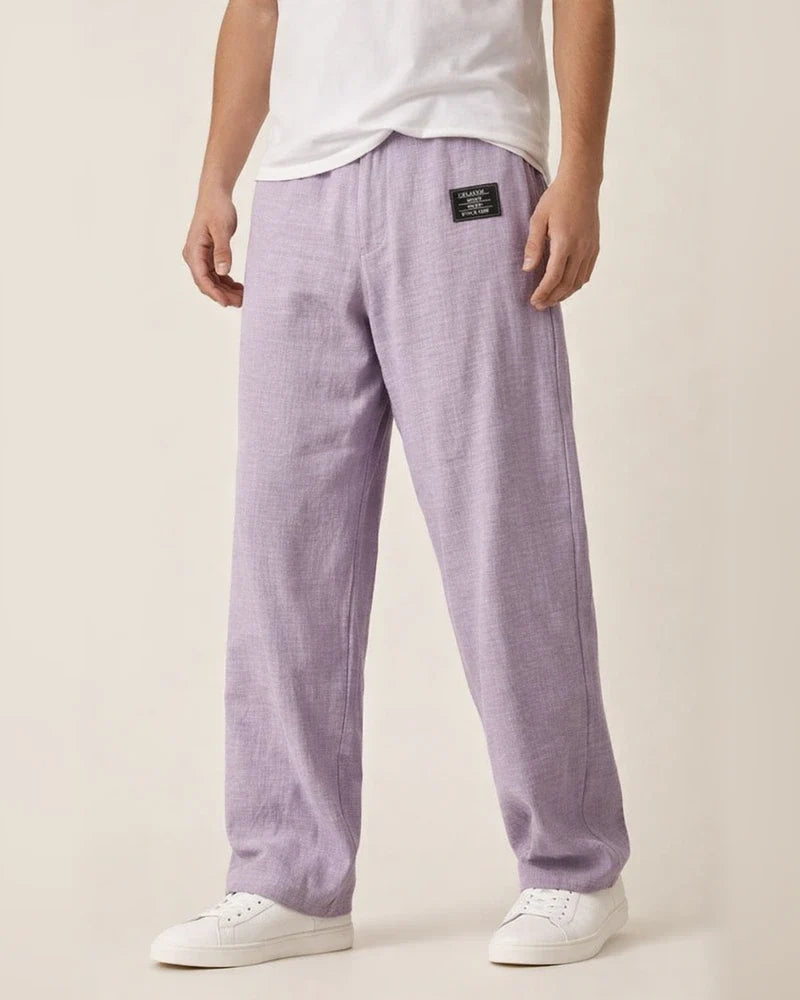 Men's Casual Cotton-Linen Blend Loose-Fit Straight-Leg Pants Solid Color S–5XL | JRSEE:406dc13f-037b-4f48-81f2-2c34fa90f3b1
