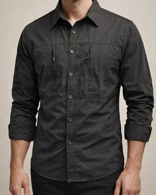 Men’s Casual Loose-Fit Long-Sleeve Shirt – New Solid-Color Fall Workwear Shirt | JRSEE:8188fe1b-3ccd-4626-8828-9f5440b772ec