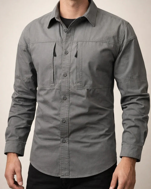 Men’s Casual Loose-Fit Long-Sleeve Shirt – New Solid-Color Fall Workwear Shirt | JRSEE:72d84452-5b15-4e78-9274-3c152a918a70