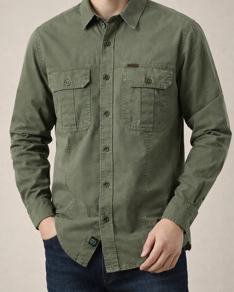 Men's Casual Loose Long-sleeved Shirt Solid Color in The Youth Lapel Thin Basic Models Pocket Design Single-breasted Shirt Cardigan | JRSEE:782f14c4-51fb-4278-a23f-1dc2a07ec5ec