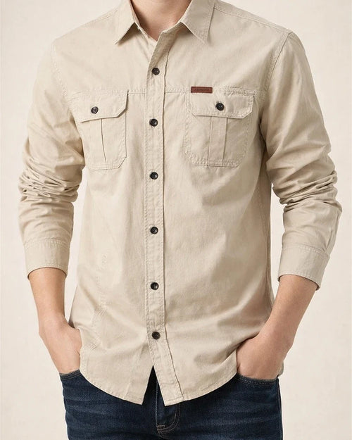 Men's Casual Loose Long-sleeved Shirt Solid Color in The Youth Lapel Thin Basic Models Pocket Design Single-breasted Shirt Cardigan | JRSEE:32239915-8f75-4348-a093-b2b4715fe1d5