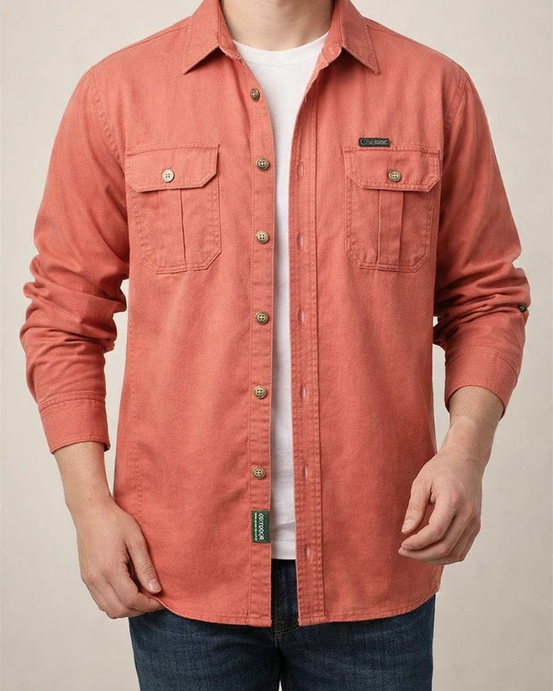 Men's Casual Loose Long-sleeved Shirt Solid Color in The Youth Lapel Thin Basic Models Pocket Design Single-breasted Shirt Cardigan | JRSEE:e9e4db15-393f-4adc-881d-bf85f9b55826