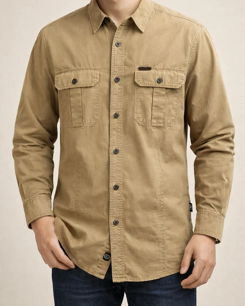 Men's Casual Loose Long-sleeved Shirt Solid Color in The Youth Lapel Thin Basic Models Pocket Design Single-breasted Shirt Cardigan | JRSEE:853be8d3-15f5-4e2c-8cb7-e6c28876223e
