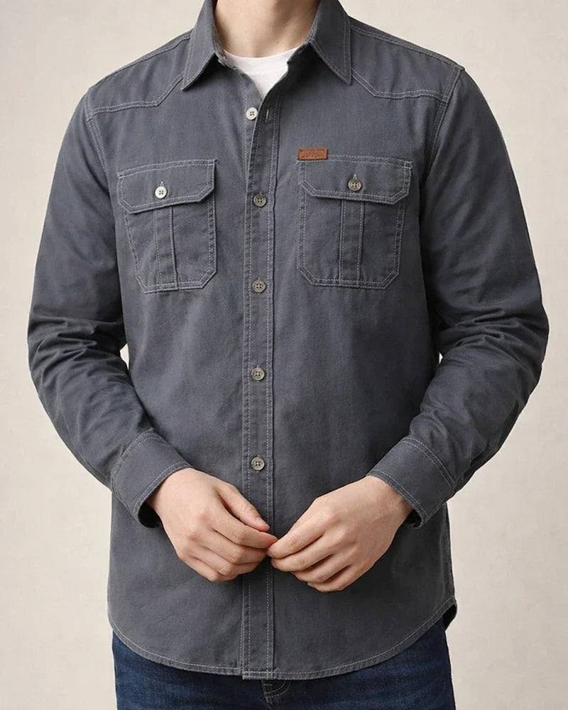 Men's Casual Loose Long-sleeved Shirt Solid Color in The Youth Lapel Thin Basic Models Pocket Design Single-breasted Shirt Cardigan | JRSEE:66af26be-d6f7-44d1-b872-7eca942e897b