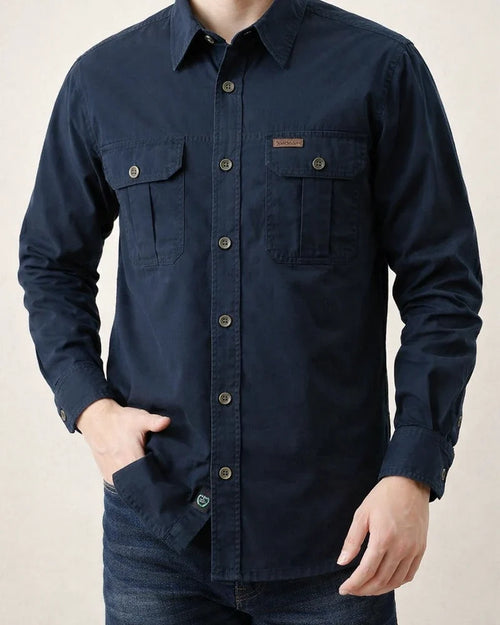 Men's Casual Loose Long-sleeved Shirt Solid Color in The Youth Lapel Thin Basic Models Pocket Design Single-breasted Shirt Cardigan | JRSEE:b0287183-2820-42c0-b2aa-eb529d15004d