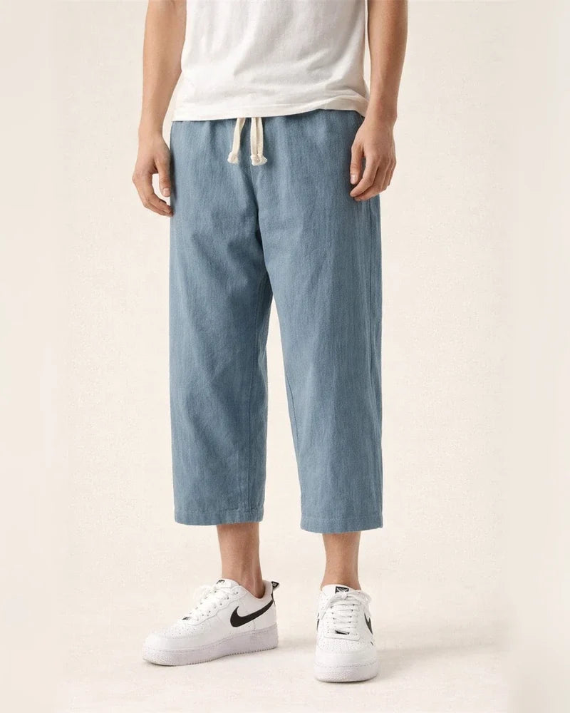 Men's Casual Pants Summer Thin Section Loose Cotton Seven-minute Pants | JRSEE:7770b245-fe23-4cd8-859b-8633f3560bec