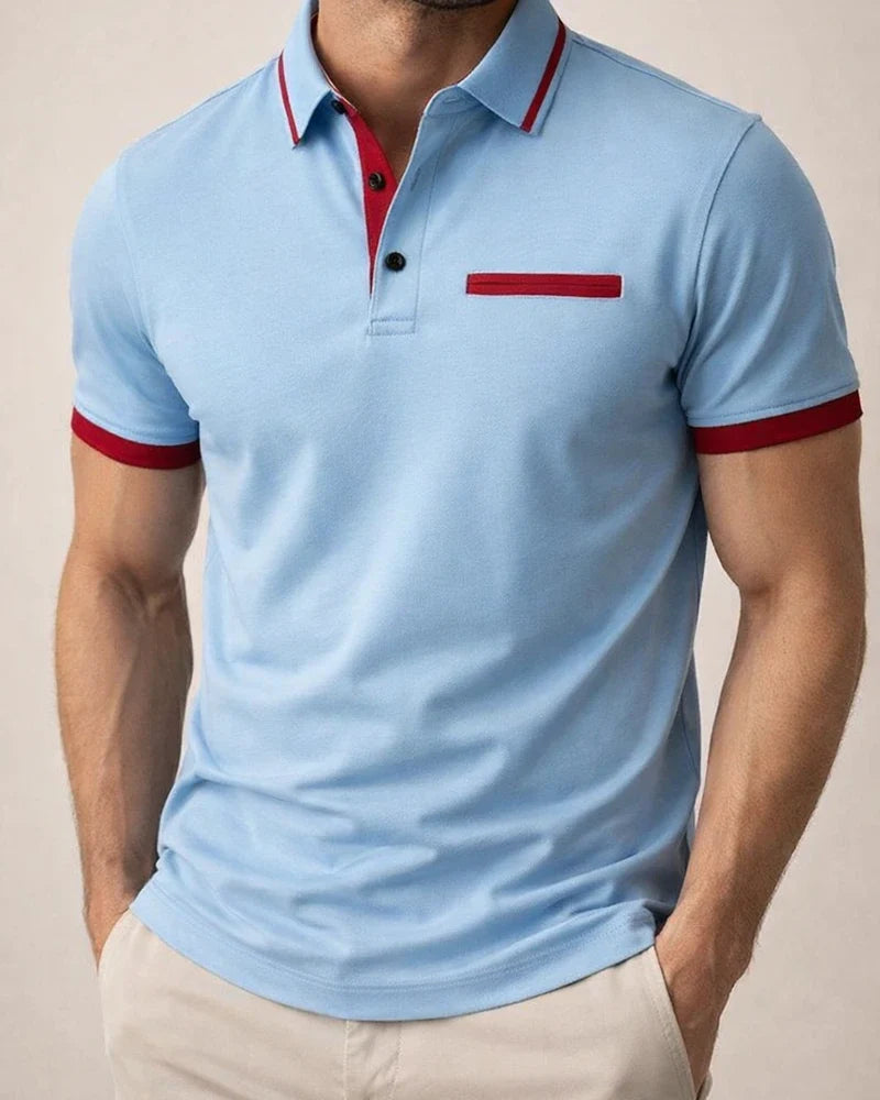 Men's Casual POLO Shirt Chest False Pockets Lapel Buttons Business T-shirt Colorblocking Shirt | JRSEE:4851a97c-8bde-4e12-9949-c40aef087edb