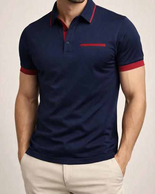 Men's Casual POLO Shirt Chest False Pockets Lapel Buttons Business T-shirt Colorblocking Shirt | JRSEE:eca28ce8-a21d-4136-abd0-906a0f560510