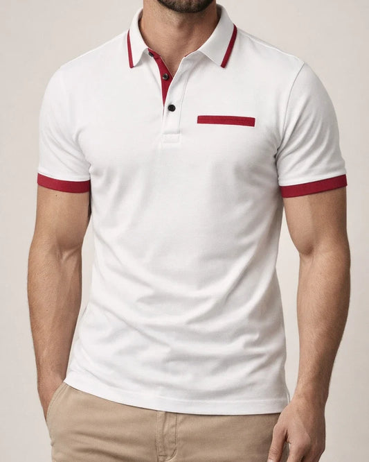 Men's Casual POLO Shirt Chest False Pockets Lapel Buttons Business T-shirt Colorblocking Shirt | JRSEE:b613ccde-f00c-4dfe-a972-c526e8ea76c2