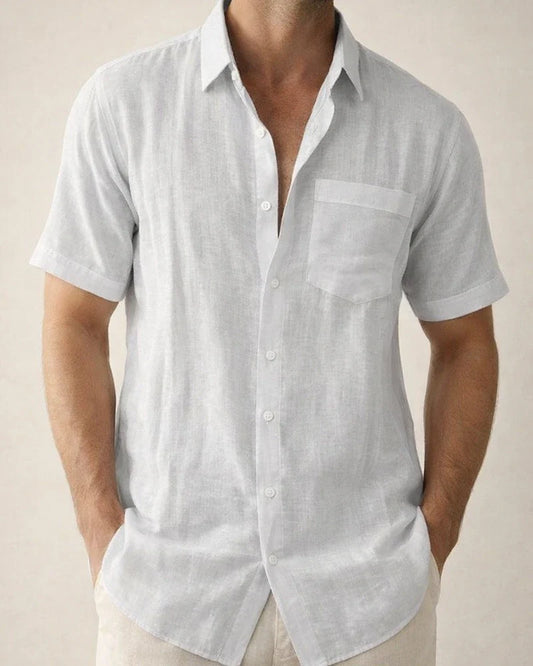 Men's Casual Shirt Solid Colored Turndown Street Casual Button-Down Short Sleeve Tops Casual Fashion Breathable Comfortable White Black Gray Summer Shirts | JRSEE:789f7032-c5fe-49aa-9884-5f3237e8f304