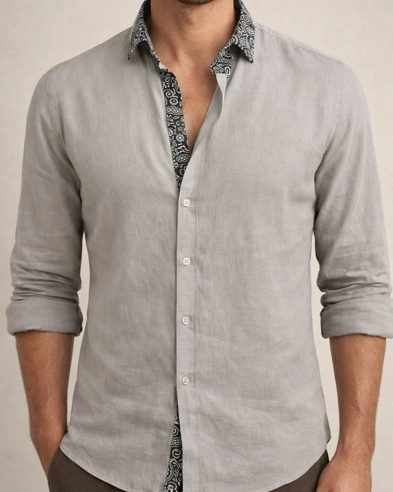 Men's Casual Shirt White Blue Gray Long Sleeve Plain Lapel Spring & Summer Casual Hawaiian Clothing Apparel | JRSEE:3200794f-df8b-4aec-b396-f3b7c41f70c2