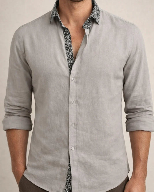 Men's Casual Shirt White Blue Gray Long Sleeve Plain Lapel Spring & Summer Casual Hawaiian Clothing Apparel | JRSEE:3200794f-df8b-4aec-b396-f3b7c41f70c2
