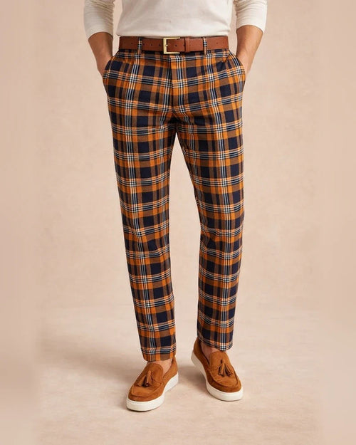 Men's Chinos Trousers Jogger Pants Plaid Dress Pants Print Lattice Full Length Casual Daily Trousers Smart Casual Yellow grid Pink Micro-elastic | JRSEE:82f6d8c0-d917-4c8d-bf34-74c7190d51ca