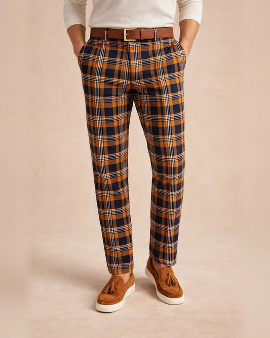 Men's Chinos Trousers Jogger Pants Plaid Dress Pants Print Lattice Full Length Casual Daily Trousers Smart Casual Yellow grid Pink Micro-elastic | JRSEE:82f6d8c0-d917-4c8d-bf34-74c7190d51ca