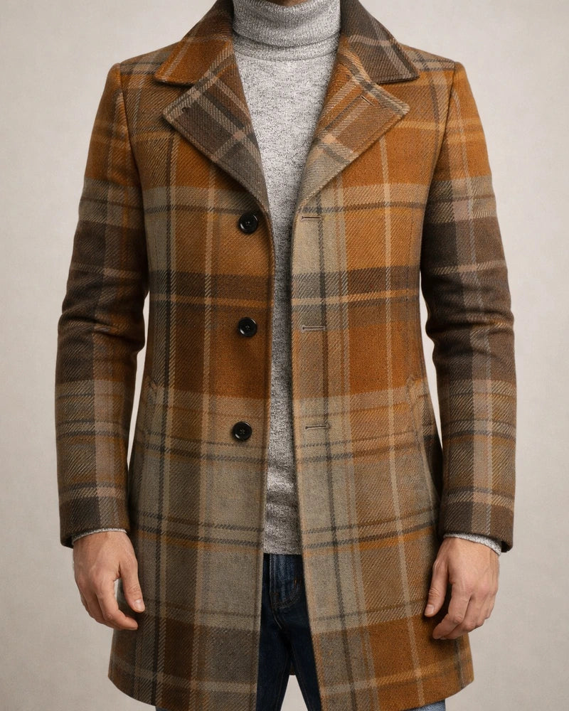 Men's Coat - New Fall/Winter Style - Woolen Mid-Length Print Casual Lapel Collar Jacket | JRSEE:7eae73ea-ef59-4186-94fb-f6765eaf8bcb
