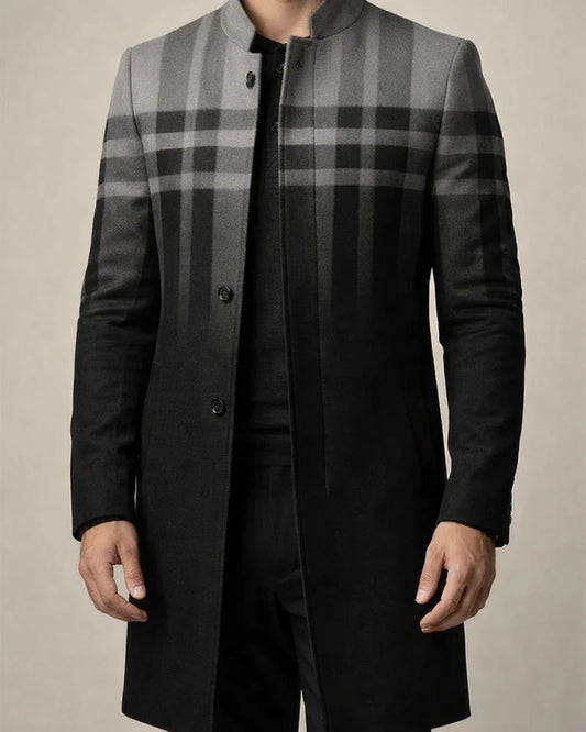 Men's Coat - New Fall/Winter Style - Woolen Mid-Length Print Casual Lapel Collar Jacket | JRSEE:7f5cf158-cd6d-45c6-8dea-d42caafca57a