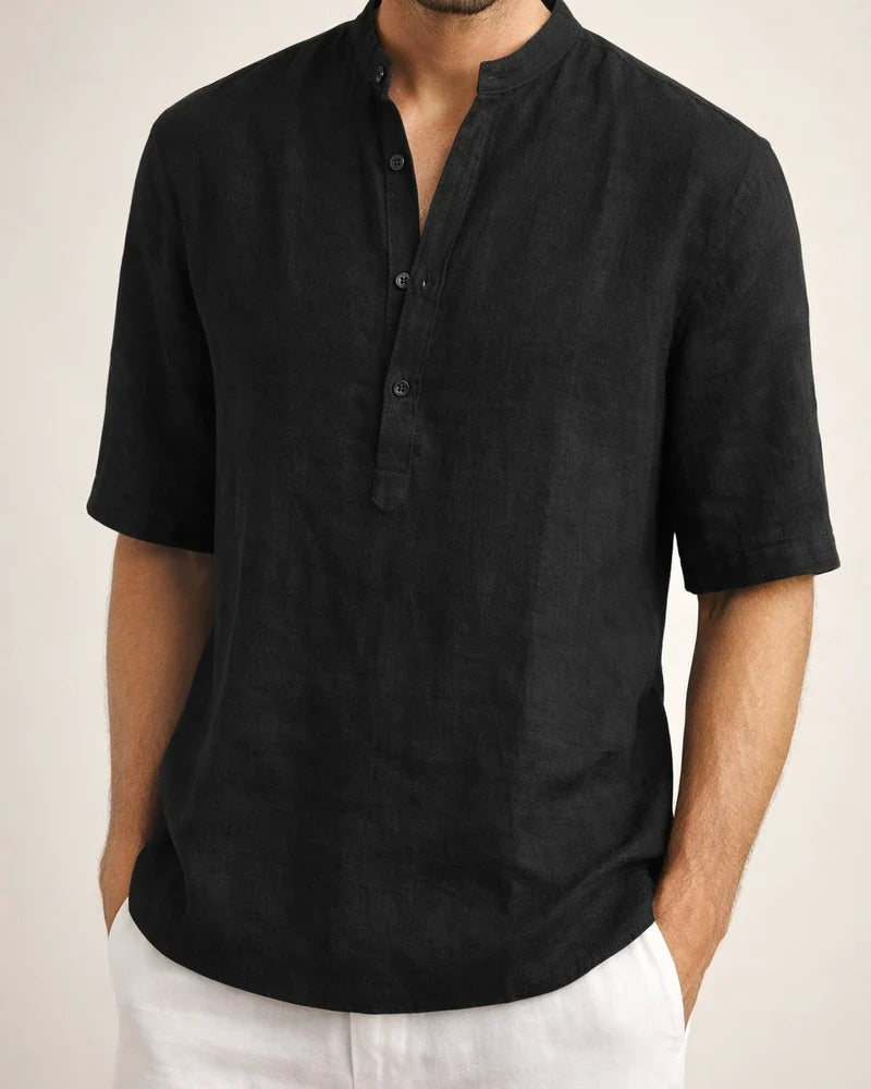 Men's Comfortable Casual Linen Shirt Medium Sleeve Men's Solid Color Tops S M L XL 2XL | JRSEE:a4ae7fc9-db2c-4213-a2dc-649efb722022