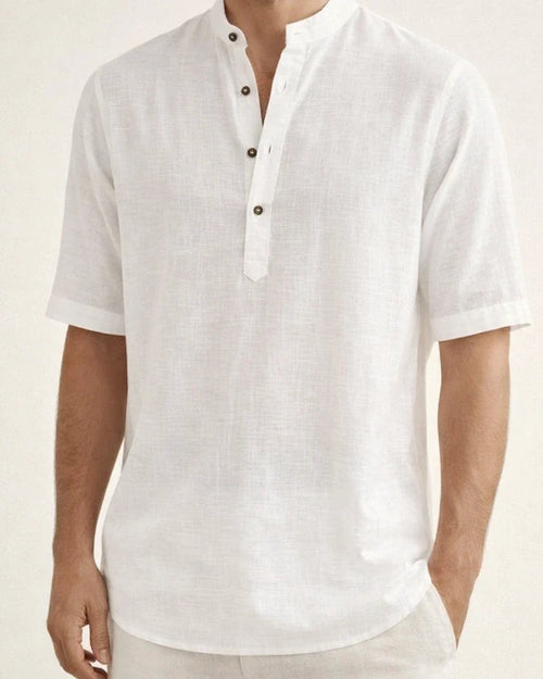 Men's Comfortable Casual Linen Shirt Medium Sleeve Men's Solid Color Tops S M L XL 2XL | JRSEE:a2f2868d-b48b-4c29-a14d-28bc351c578d