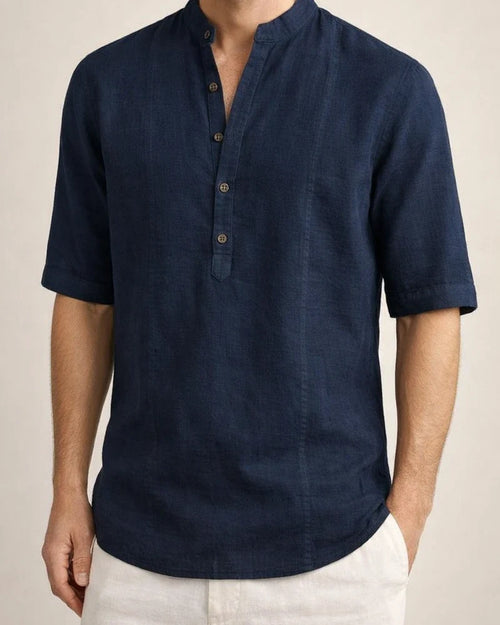 Men's Comfortable Casual Linen Shirt Medium Sleeve Men's Solid Color Tops S M L XL 2XL | JRSEE:36e7f920-e643-4eb8-adad-3bfa7c6f8d96