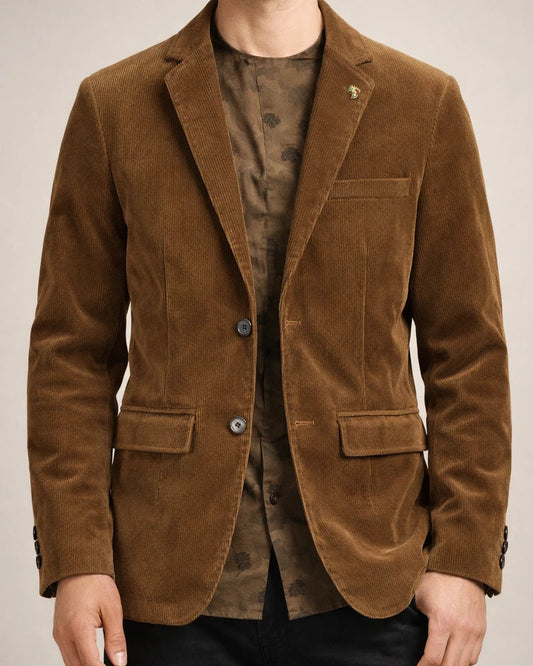 Men's Corduroy Jacket Blazer Sport Jacket Breathable Business Work Double Breasted Turndown Business Elegant Jacket Outerwear Solid Color Pocket Blue Khaki Coffee / Fall / Long Sleeve | JRSEE:dd1e4433-c54c-4bbe-b46e-76e5e867b756