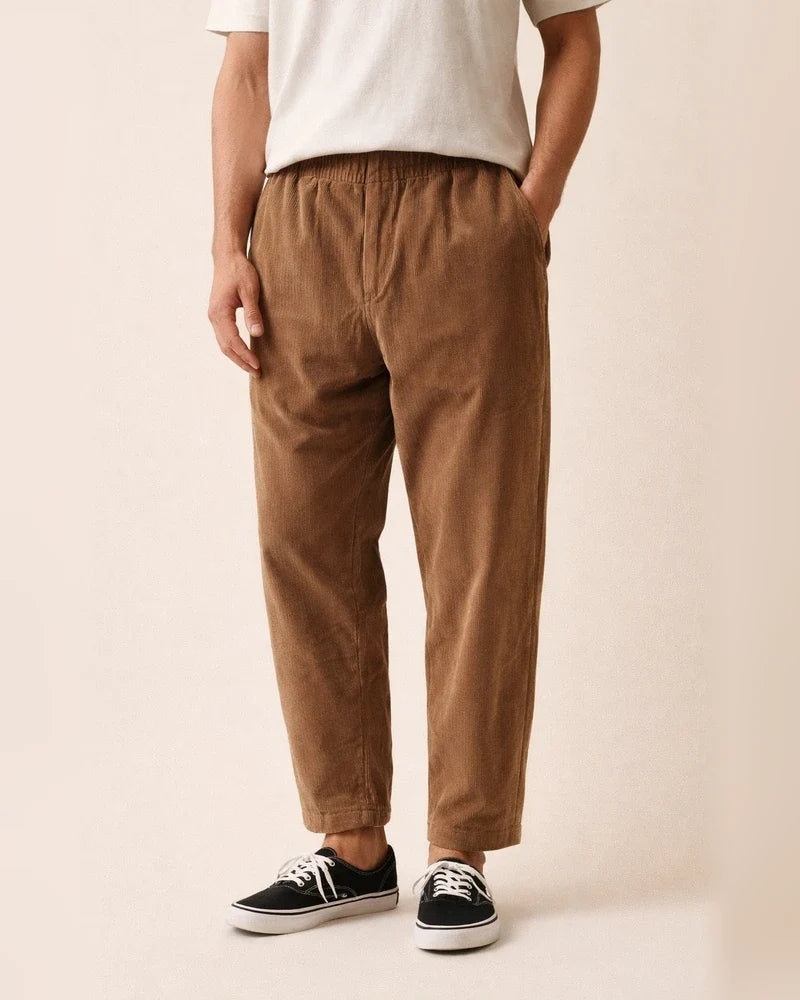 Men's Corduroy Loose-Fit Straight Cropped Pants | JRSEE:91870f8c-3ab7-4771-8477-d6f5bdfc3dfa