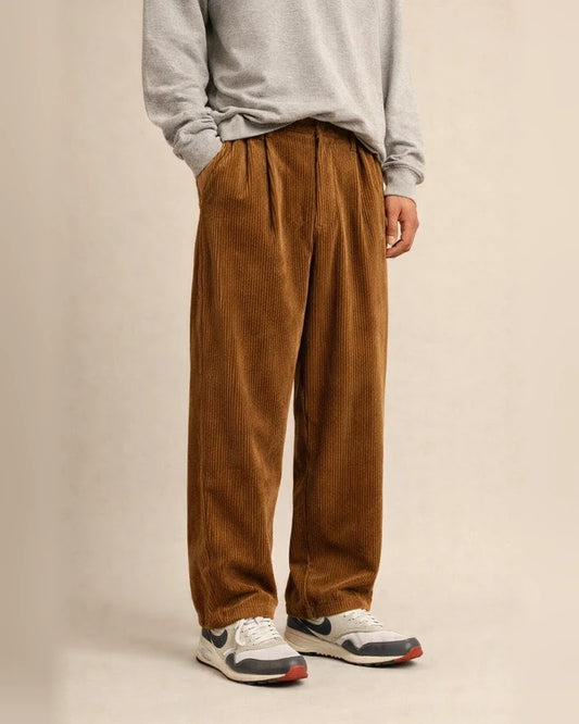 Men's Corduroy Pants Winter Pants Casual Pants Pocket Wide Leg Straight Leg Solid Color Warm Casual Daily Corduroy Stylish Trousers Loose Fit Coffee Black | JRSEE:6a78c502-d106-40c5-ae98-80ab466be69f