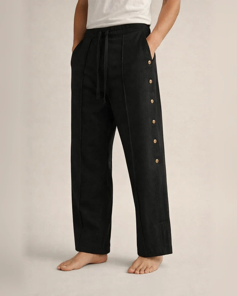 Men's Cotton and Linen Spring and Autumn Draw Solid Color Loose Straight Casual Pants | JRSEE:3f1b0c1e-16e8-4e43-a816-0e324a533373