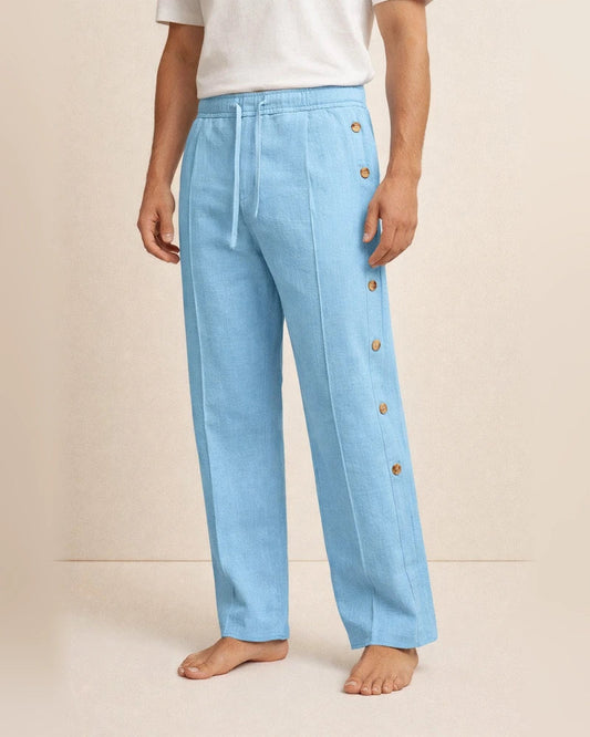 Men's Cotton and Linen Spring and Autumn Draw Solid Color Loose Straight Casual Pants | JRSEE:cfc50f9b-a9e3-4856-8637-ad8707dd6782