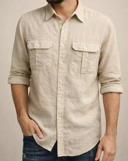 Men's Cotton Linen Material Long-sleeved Shirt Casual Men's Top White Blue Black Khaki Color | JRSEE:152e57d8-0ecd-4ca5-9c37-44ae0fd7ce96