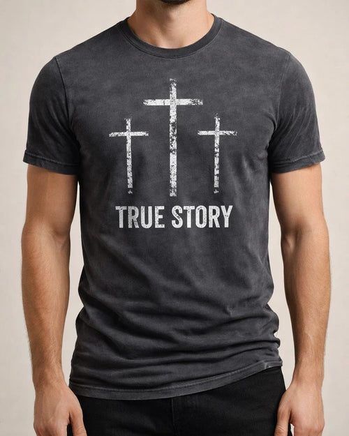 Men's Cotton Round Neck Print TRUE STOEY Short Sleeve | JRSEE:978ea736-297e-4f22-8922-2e7e4b455d26
