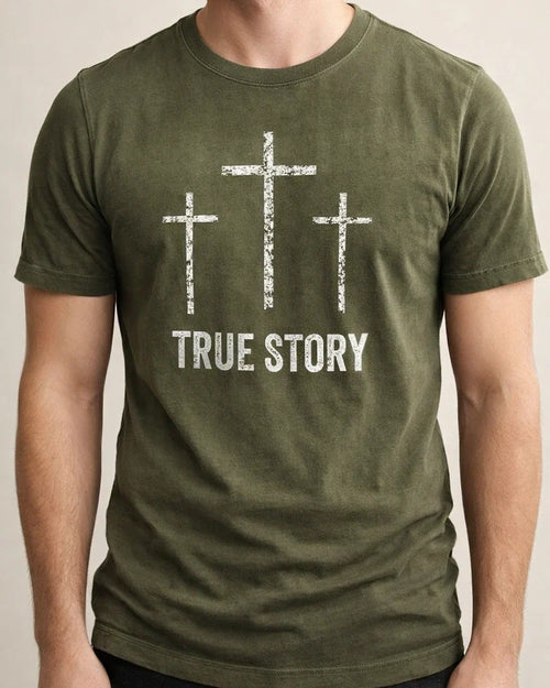 Men's Cotton Round Neck Print TRUE STOEY Short Sleeve | JRSEE:60e51f4a-7649-4f80-a217-8873d9bd9108