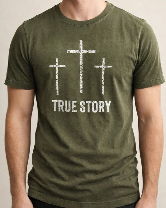 Men's Cotton Round Neck Print TRUE STOEY Short Sleeve | JRSEE:60e51f4a-7649-4f80-a217-8873d9bd9108