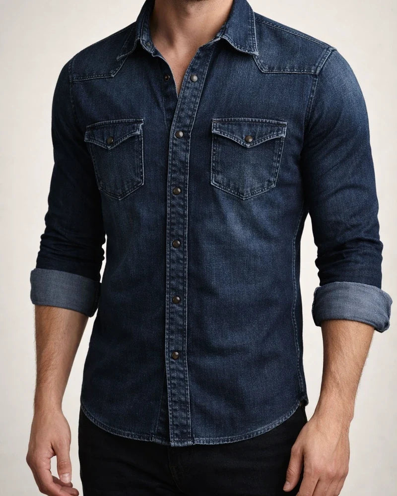 Men's Denim Shirt Solid Color Collar Black Blue Royal Blue Light Blue Gray Street Daily Long Sleeve Button-Down Clothing Apparel Denim Casual Comfortable Pocket | JRSEE:d775adfd-d037-4412-958f-f5da1dfb5668