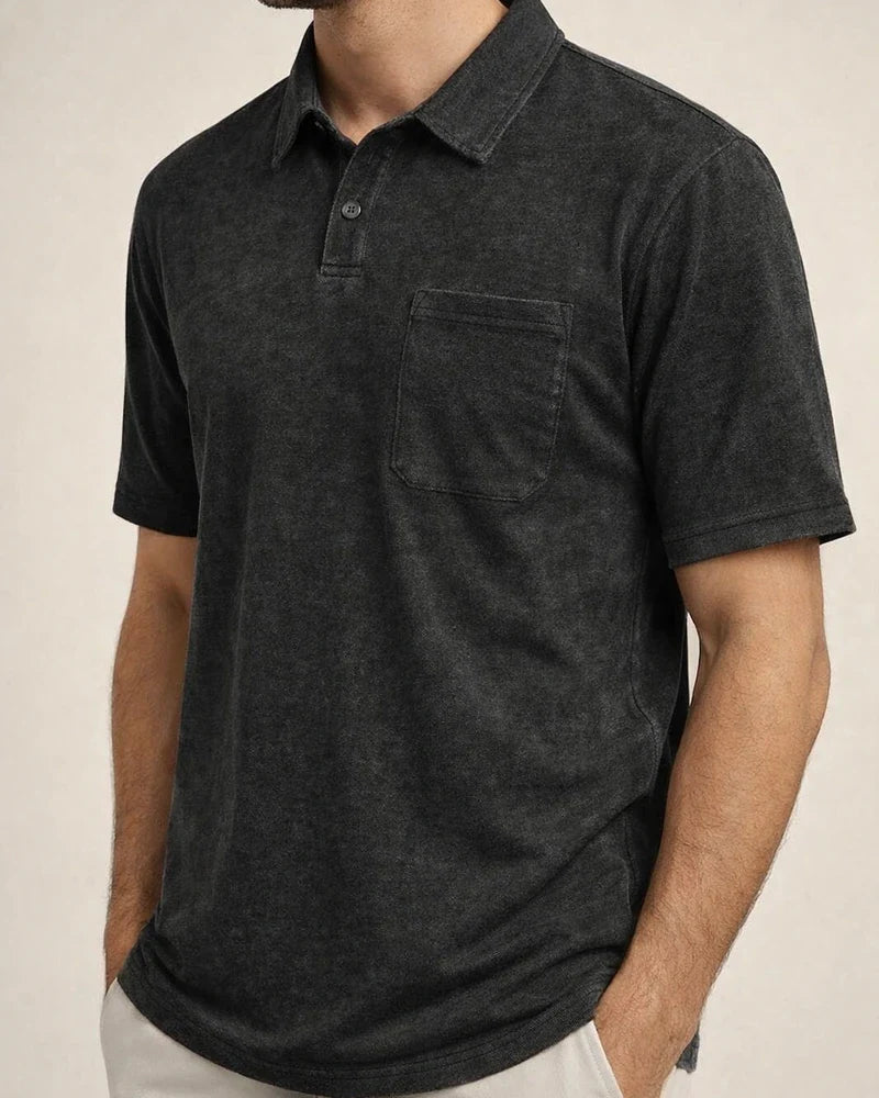 Men's Distressed Collared Polo Shirt – Summer Relaxed-Fit Short-Sleeve Retro Top | JRSEE:3843b699-f70b-4a78-96da-aefe41158d68