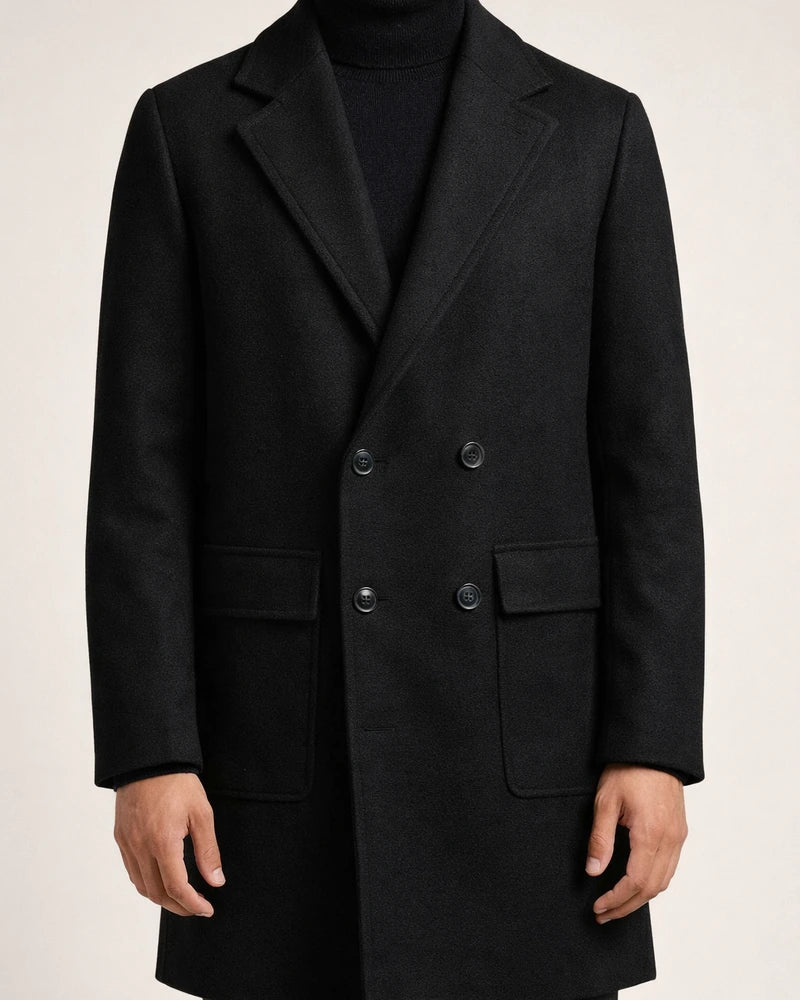 Men's Double-breasted Large Lapel Pockets Youth Solid Color Casual Medium-length Tweed Coat Man | JRSEE:6163f57f-20a2-4e31-9b22-b5a507ff3039