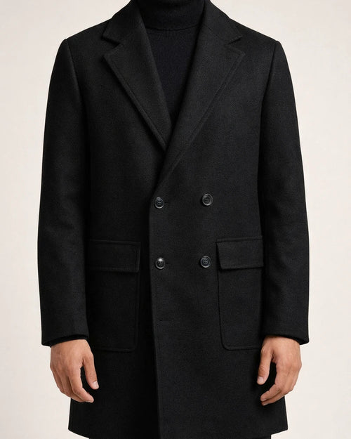 Men's Double-breasted Large Lapel Pockets Youth Solid Color Casual Medium-length Tweed Coat Man | JRSEE:6163f57f-20a2-4e31-9b22-b5a507ff3039