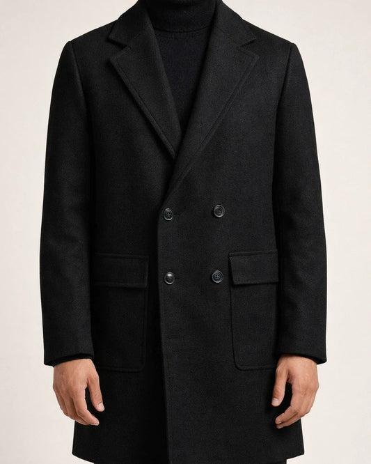 Men's Double-breasted Large Lapel Pockets Youth Solid Color Casual Medium-length Tweed Coat Man | JRSEE:6163f57f-20a2-4e31-9b22-b5a507ff3039